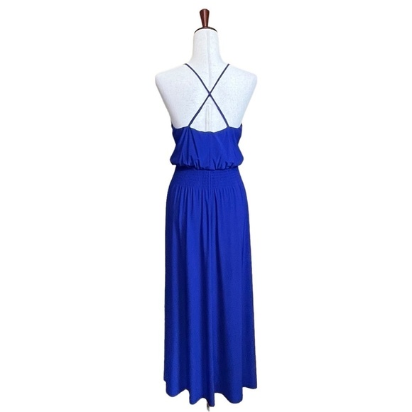 Vince Camuto Empire Waist Cross Strap Maxi Dress. Indigo Blue Size 4 #1364 - Picture 4 of 6